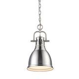 Duncan Small Pendant with Chain in Pewter with a Pewter Shade