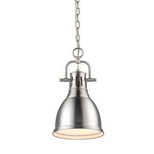 Duncan Small Pendant with Chain in Pewter with a Pewter Shade