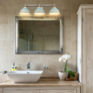 Kinsley 3 Light Bath Vanity in Aged Galvanized Steel with Teal Shade