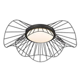 Elena Flush Mount - 24" in Natural Black with Opal Glass Shade