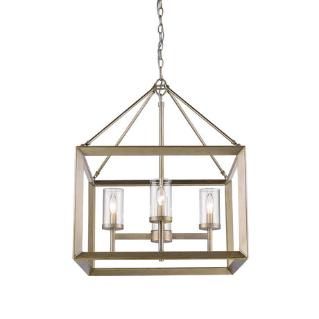 Smyth 4 Light Chandelier in White Gold with Clear Glass