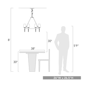 Marcellis 6 Light Chandelier in Dark Natural Iron with Clear Glass