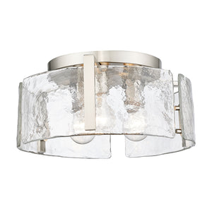 Aenon 3-Light Flush Mount in Pewter with Hammered Water Glass