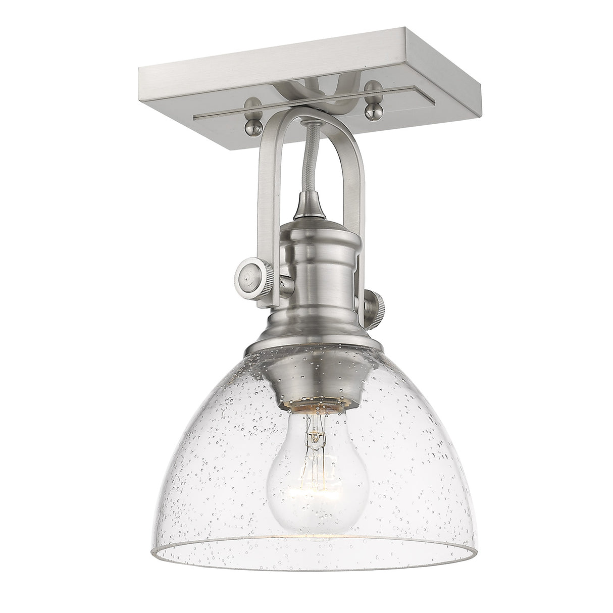 Hines 1-Light Bath Vanity in Pewter with Seeded Glass