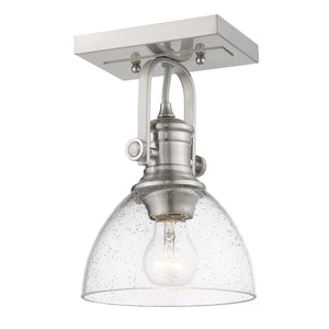 Hines 1-Light Bath Vanity in Pewter with Seeded Glass