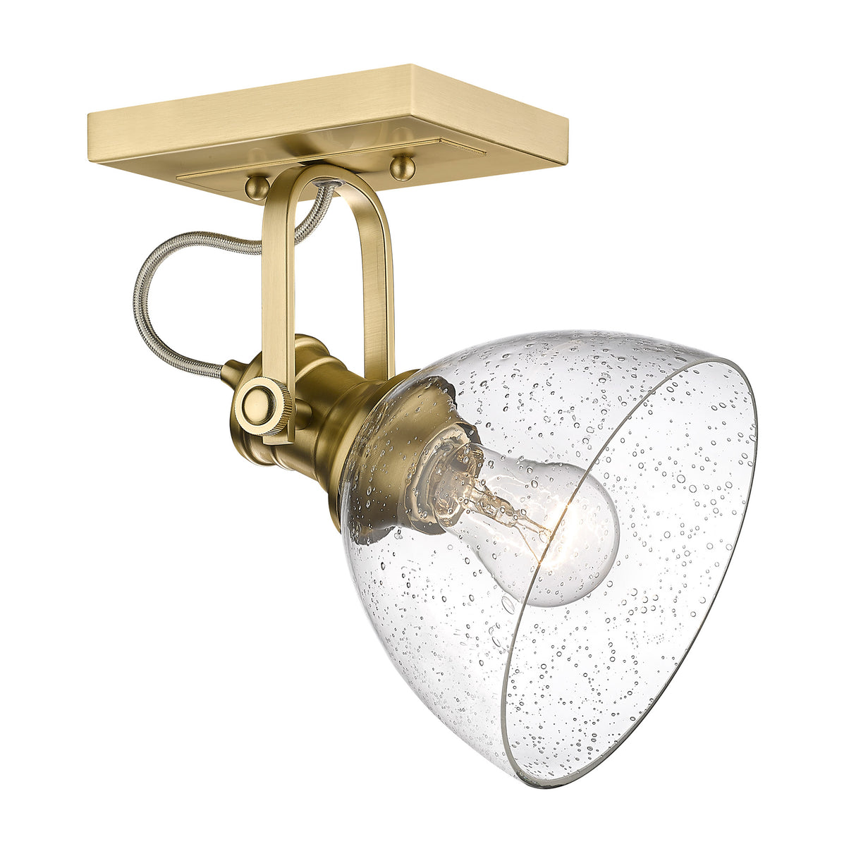 Hines BCB 1 Light Bath Vanity in Brushed Champagne Bronze with Seeded Glass Shade