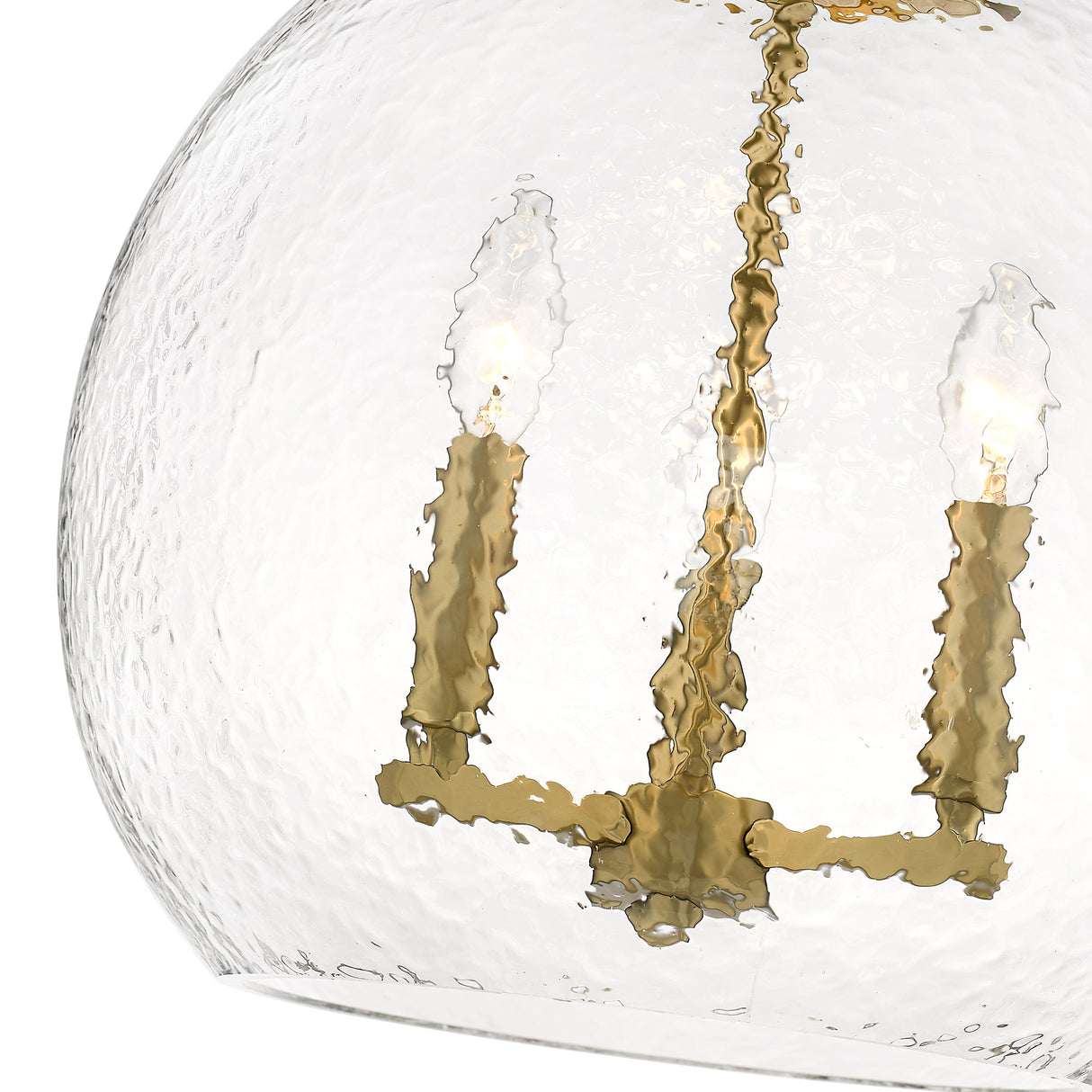 Ariella 3-Light Pendant in Brushed Champagne Bronze with Hammered Clear Glass