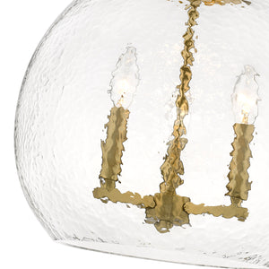 Ariella 3-Light Pendant in Brushed Champagne Bronze with Hammered Clear Glass
