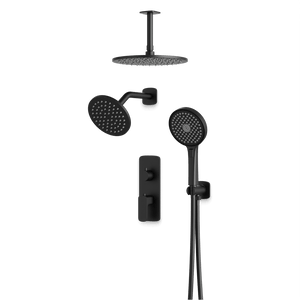 Artos Harmony Thermostatic Shower Trim Kit with Wall & Ceiling Mount Shower Head, Hand Shower Matte Black