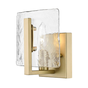 Aenon 1-Light Wall Sconce in Brushed Champagne Bronze with Hammered Water Glass Shade