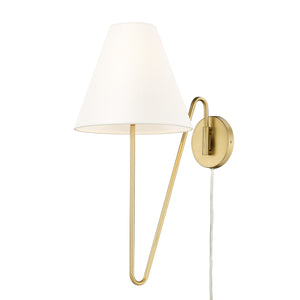 Kennedy BCB 1 Light Articulating Wall Sconce in Brushed Champagne Bronze with Ivory Linen Shade