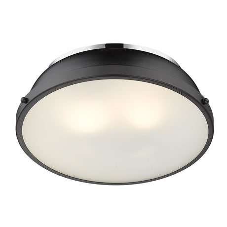 Duncan 14" Flush Mount in Chrome with a Matte Black Shade