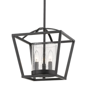 Mercer Semi-Flush in Matte Black with Matte Black accents and Seeded Glass