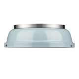 Duncan 14" Flush Mount in Pewter with a Seafoam Shade