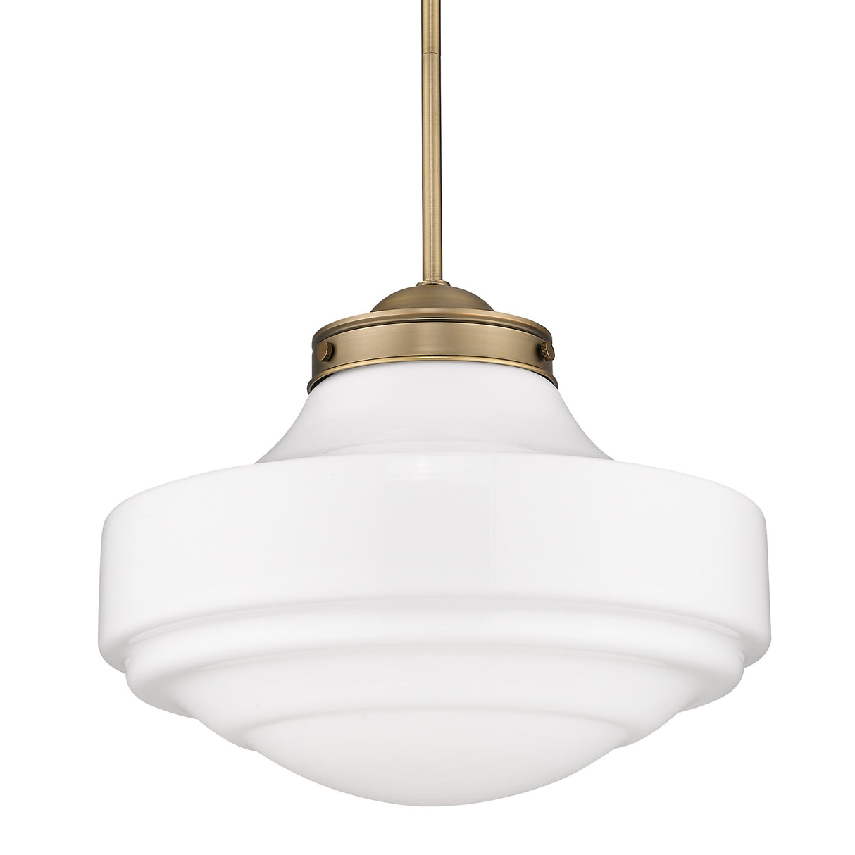 Ingalls Large Pendant in Modern Brass and Vintage Milk Glass Shade