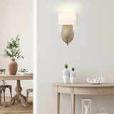Cay 2 Light Wall Sconce in Vintage Fired Gold with Ivory Linen Shade