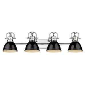 Duncan CH 4 Light Bath Vanity in Chrome with Black Shades