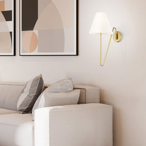 Kennedy BCB 1 Light Articulating Wall Sconce in Brushed Champagne Bronze with Ivory Linen Shade
