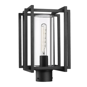 Tribeca NB Post Mount - Outdoor in Natural Black with Clear Glass Shade