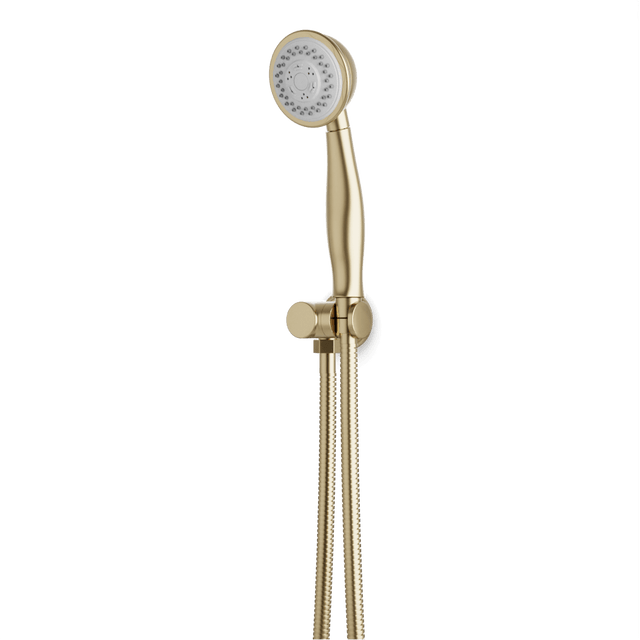 Artos Classic Multifunction Flexible Hose Hand Shower Kit on Pivoting Hook Satin Brass – F907-116SB