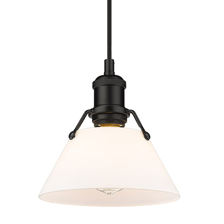 Orwell BLK Small Pendant in Matte Black with Opal Glass Shade