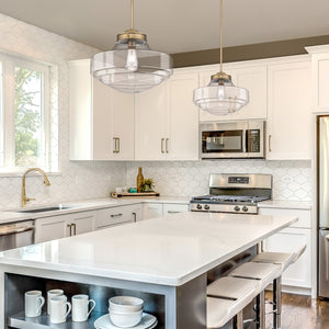Ingalls Large Pendant in Modern Brass and Clear Glass Shade
