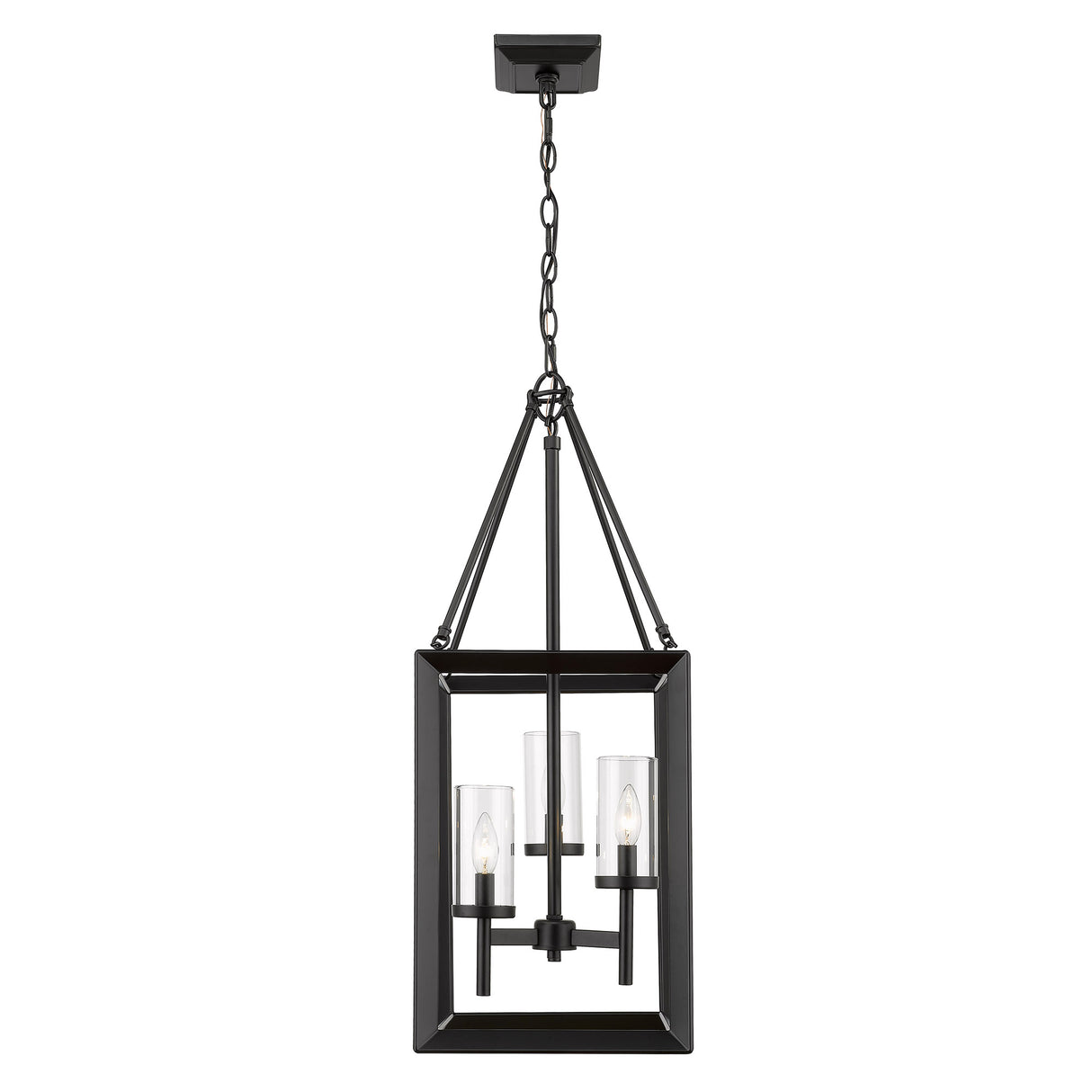 Smyth 3 Light Pendant in Matte Black with Clear Glass Shades
