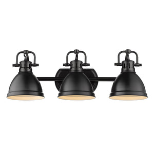 Duncan 3 Light Bath Vanity in Matte Black with a Matte Black Shade