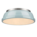 Duncan 14" Flush Mount in Pewter with a Seafoam Shade