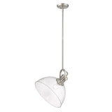 Hines 1-Light Pendant in Pewter with Seeded Glass