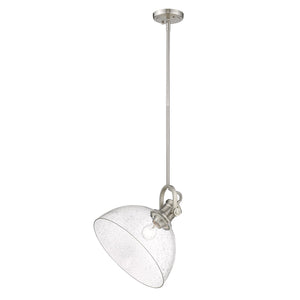 Hines 1-Light Pendant in Pewter with Seeded Glass