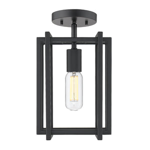 Tribeca 1-Light Semi-Flush in Matte Black with Matte Black Accents