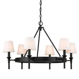 Edinburgh 6 Light Chandelier in Matte Black with Modern White Shade