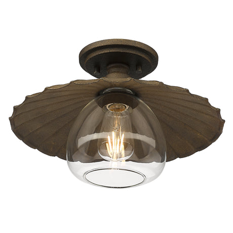Clemence Flush Mount in Dark Rust with Clear Glass Shade
