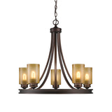 Hidalgo 5 Light Chandelier in Sovereign Bronze with Regal Glass