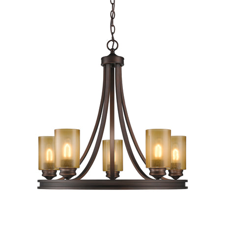 Hidalgo 5 Light Chandelier in Sovereign Bronze with Regal Glass
