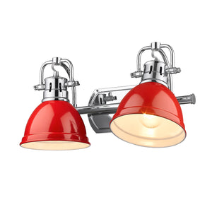 Duncan 2 Light Bath Vanity in Chrome with Red Shades
