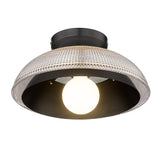 Crawford BLK Flush Mount in Matte Black with Retro Prism Glass Shade