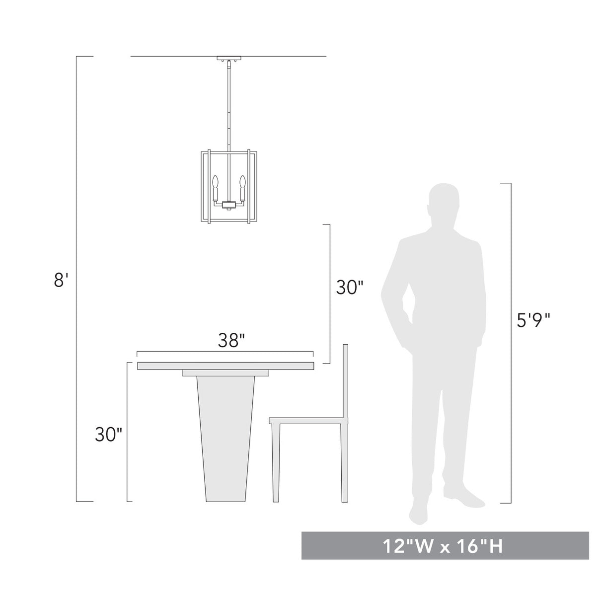 Tribeca 4-Light Chandelier in Matte Black with Matte Black Accents