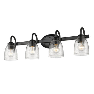 Parrish 4 Light Bath Vanity in Matte Black with Seeded Glass