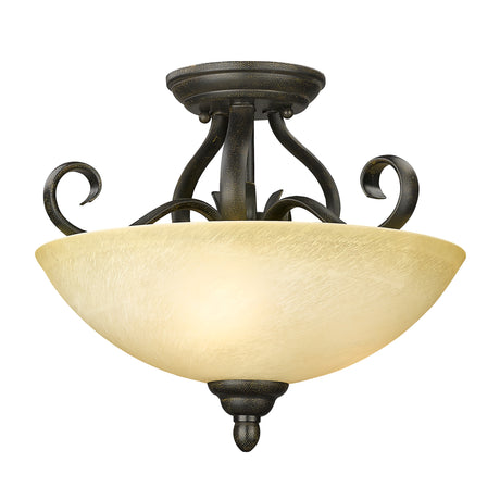 Riverton Semi-Flush in Peppercorn with Linen Swirl Glass