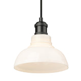 Carver BLK Small Pendant in Matte Black with Vintage Milk Glass Shade