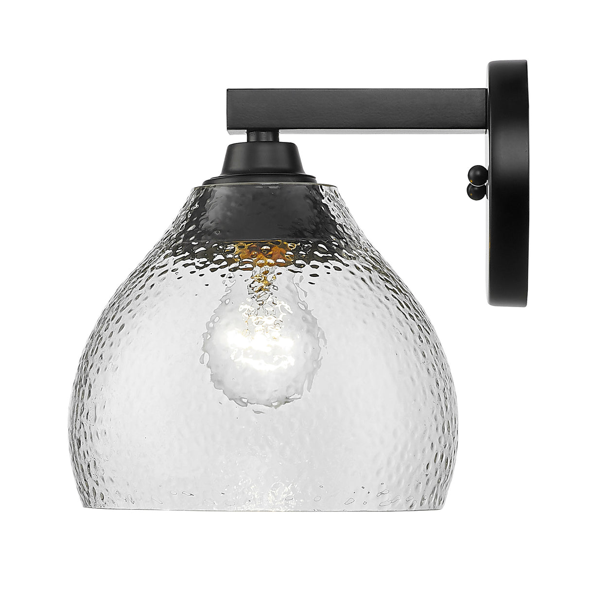 Ariella 1-Light Wall Sconce in Matte Black with Hammered Clear Glass