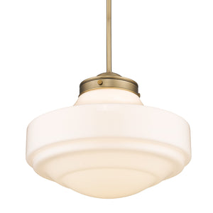 Ingalls Large Pendant in Modern Brass and Vintage Milk Glass Shade