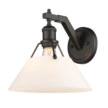 Orwell BLK 1 Light Wall Sconce in Matte Black with Opal Glass Shade
