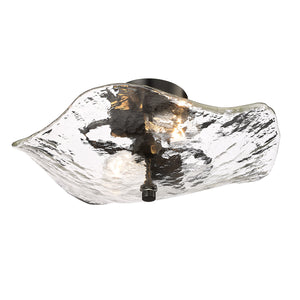 Samara 2 Light Semi-Flush in Matte Black with Hammered Water Glass Shade