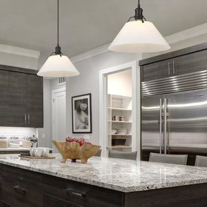 Orwell BLK Large Pendant in Matte Black with Opal Glass Shade