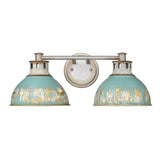 Kinsley 2 Light Bath Vanity in Aged Galvanized Steel with Antique Teal Shade