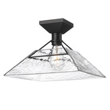 Kepler Semi-Flush in Matte Black with Water Glass Shade