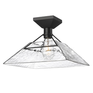 Kepler Semi-Flush in Matte Black with Water Glass Shade